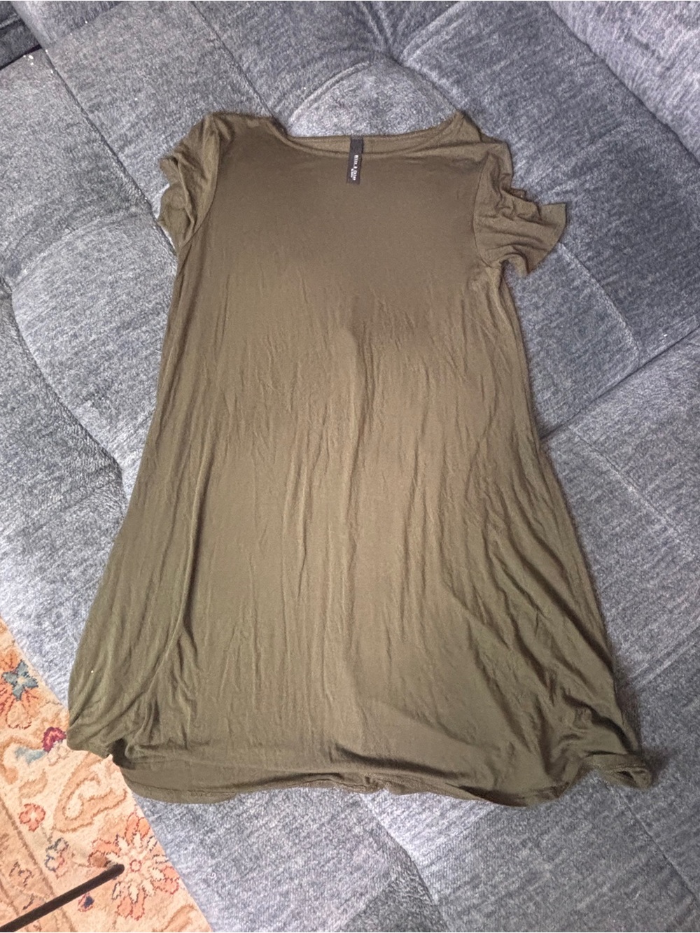 Jolie Olive Short Sleeve Midi Dress